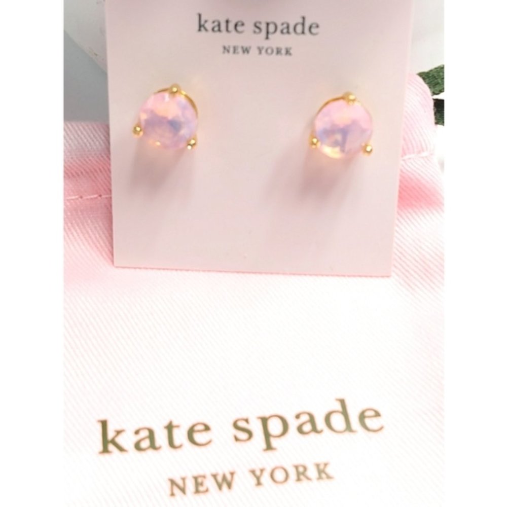 NWT Kate Spade New York Rise and Shine Pink Opal Faceted Crystal Earrings & Bag